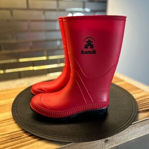 Kamik Kids Vibrant Red Rain Boots Size 1, New